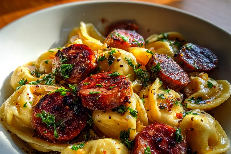 Cooking process for Creamy Sausage Pasta Bake