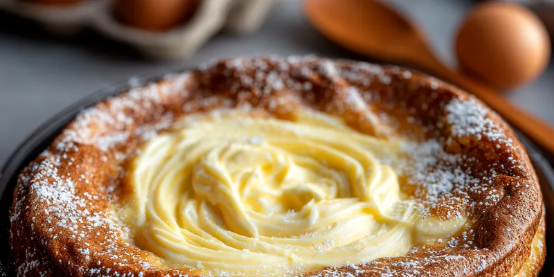 Delicious Creamy Skillet Cake served on a plate