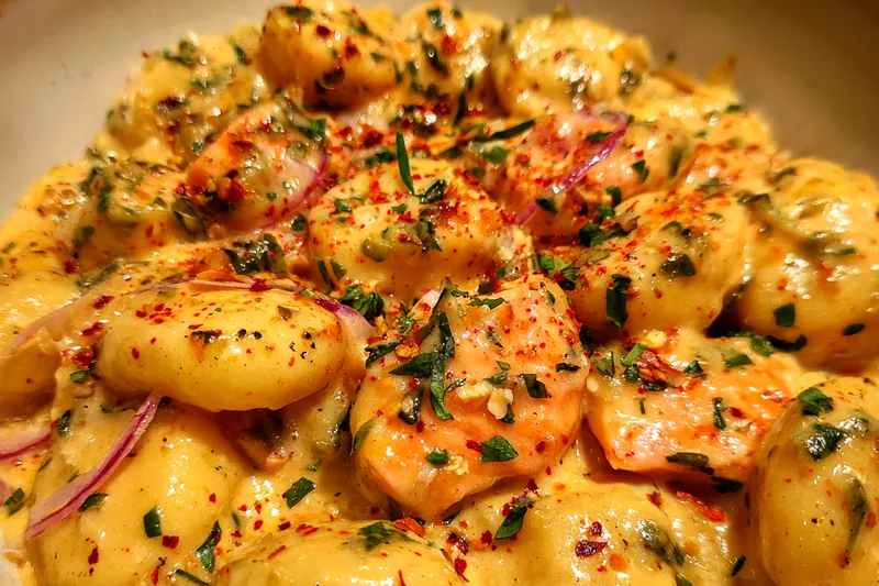 Fresh ingredients for Creamy Smoked Salmon Gnocchi