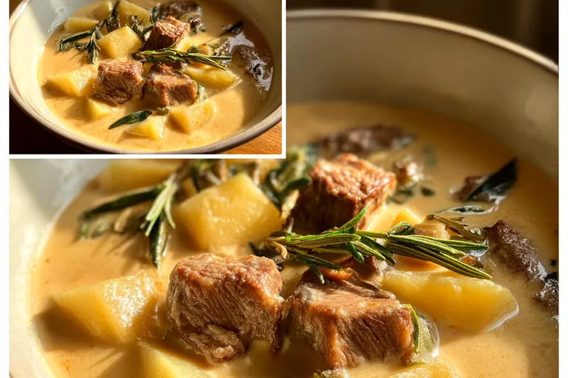 Cooking process for Creamy Steak Potato Soup