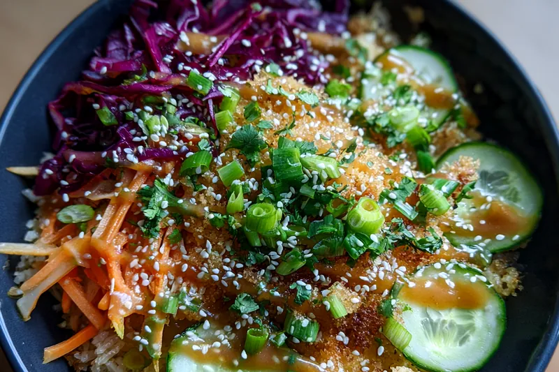 Cooking process for Crispy Asian Rice Salad