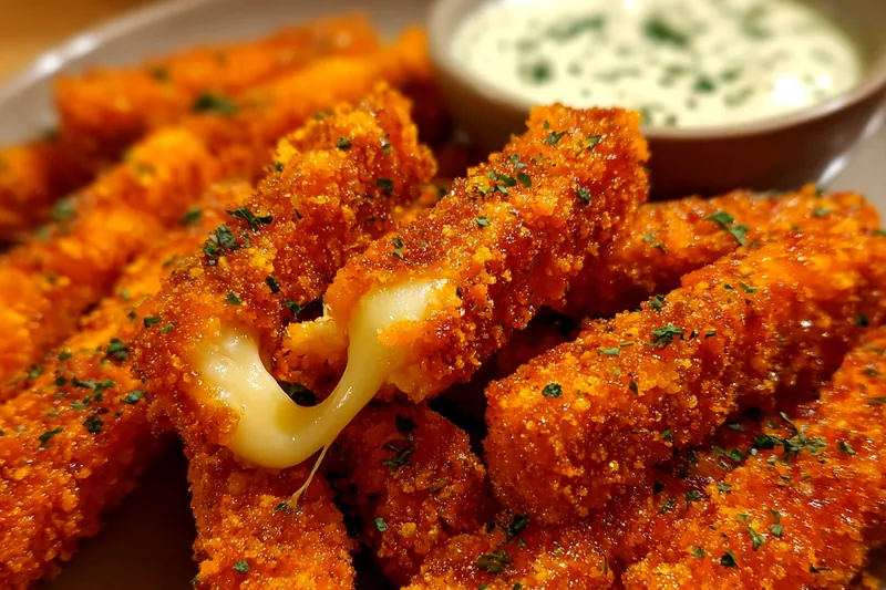 Cooking process for Crispy Buffalo Cheese Sticks