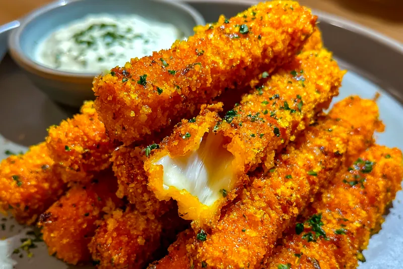 Fresh ingredients for Crispy Buffalo Cheese Sticks