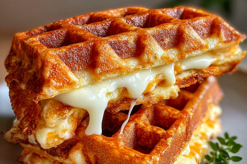 Cooking process for Crispy Cheese Waffle Sandwich