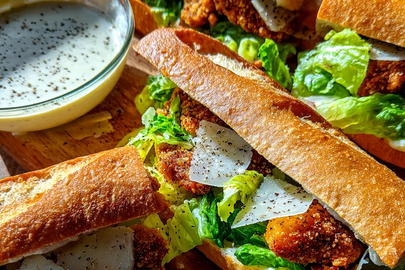 Cooking process for Crispy Chicken Caesar Sandwich