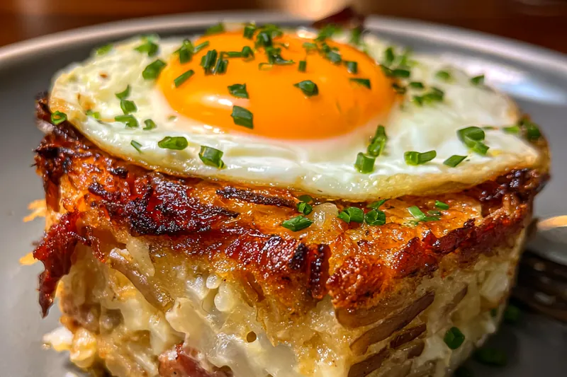 Cooking process for Crispy Egg Breakfast Stack