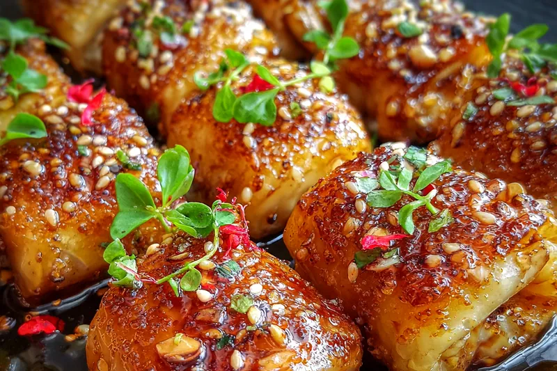 Fresh ingredients for Crispy Feta Rolls with Honey