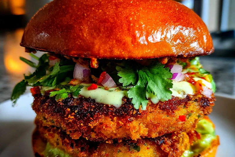 Fresh ingredients for Crispy Sweet Potato Burgers