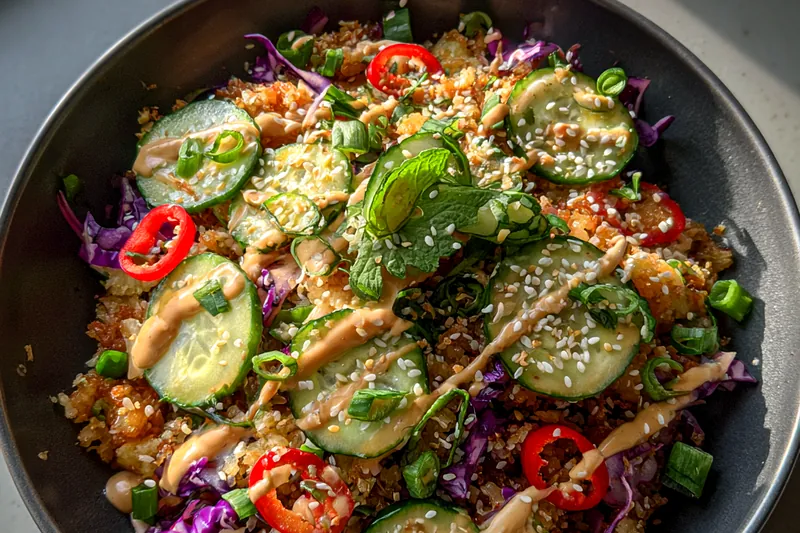 Cooking process for Crunchy Asian Rice Bowl