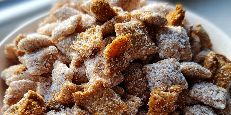 Delicious Crunchy Chocolate Snack Mix served on a plate