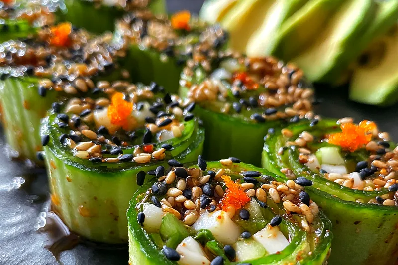 Cooking process for Crunchy Cucumber Chicken Rolls
