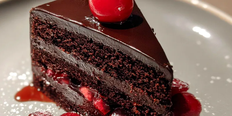 Delicious Dark Chocolate Cherry Delight served on a plate
