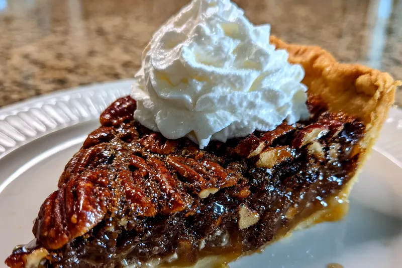 An assortment of ingredients for Decadent Bourbon Chocolate Pecan Pie, including chocolate chips, pecans, and bourbon.