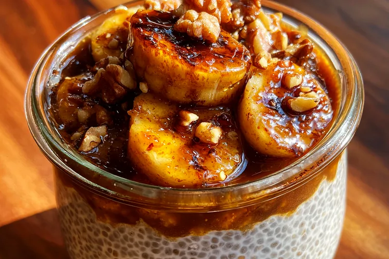 A visually appealing process of preparing Decadent Chia Banana Delight, showcasing the mixing of ingredients.