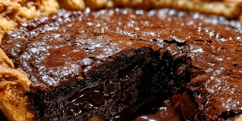 Delicious Decadent Chocolate Brownie Pie served on a plate
