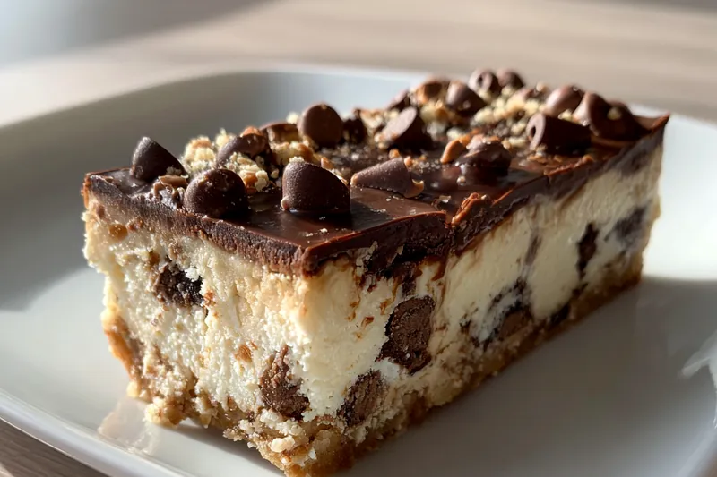 Baking the Decadent Chocolate Chip Bars in the oven, showcasing the golden edges and bubbly chocolate.