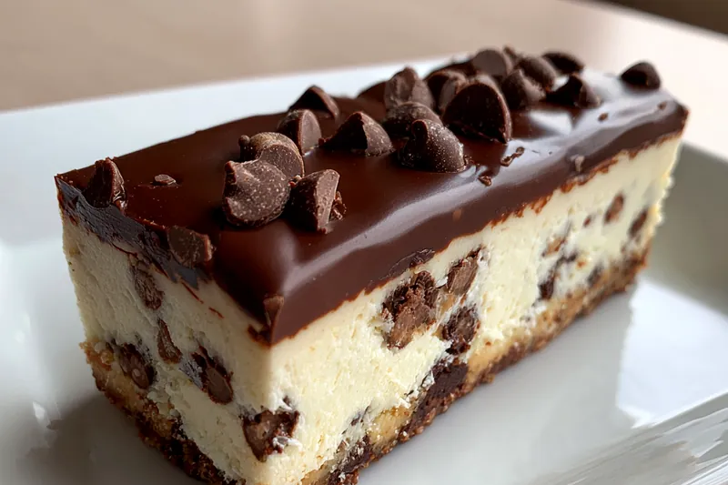 Ingredients for Decadent Chocolate Chip Bars, including butter, sugars, flour, chocolate chips, and eggs.