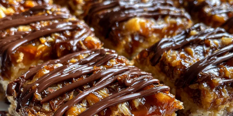 Delicious Decadent Chocolate Coconut Squares served on a plate