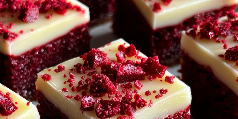 Delicious Decadent Velvet Dessert Squares served on a plate
