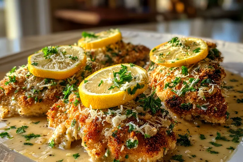 A skilled chef searing chicken in a hot skillet for Delicious Lemon Chicken Delight.