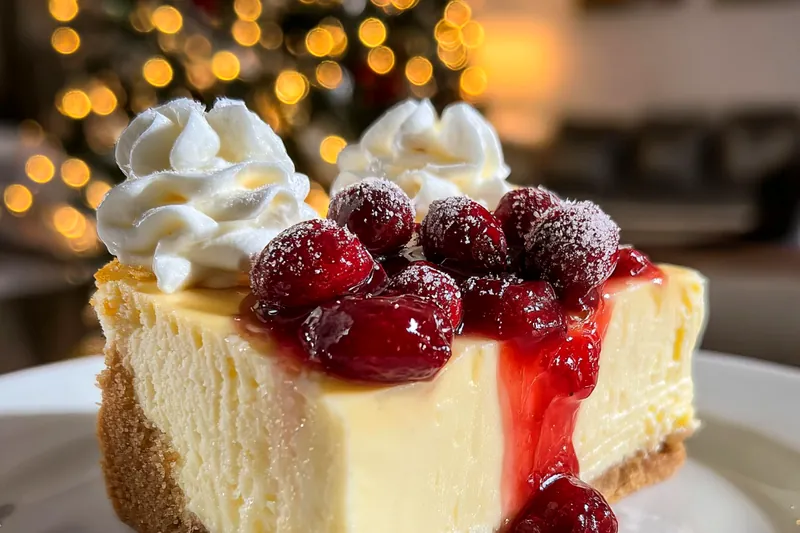 An arrangement of ingredients for Festive Cranberry Cheesecake Delight, including cream cheese, cranberries, and graham crackers.