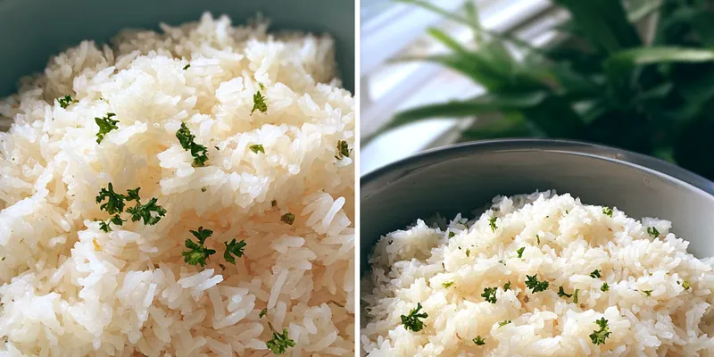 Delicious Fluffy Garlic Butter Rice served on a plate