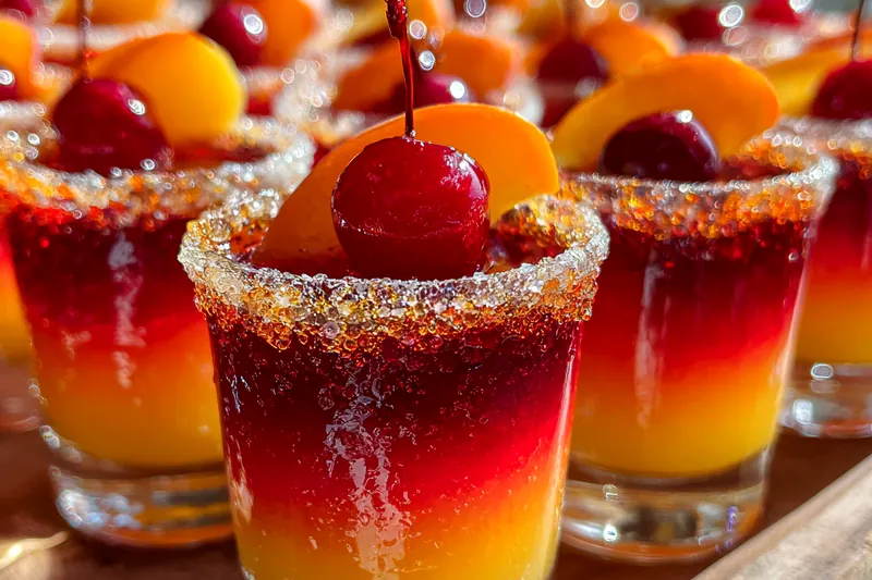 Cooking process for Fruity Peach Layered Shots
