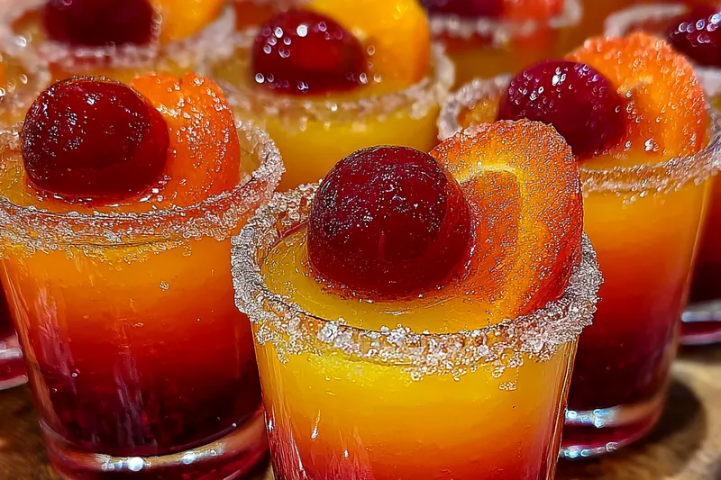 Fresh ingredients for Fruity Peach Layered Shots
