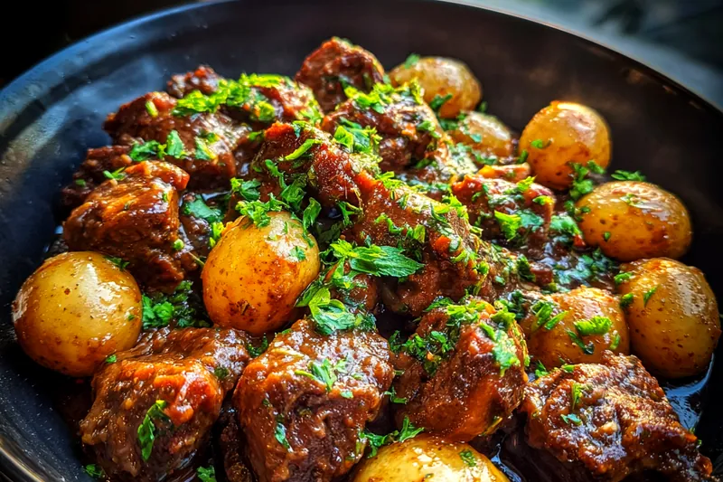 Fresh ingredients for Garlic Butter Braised Beef
