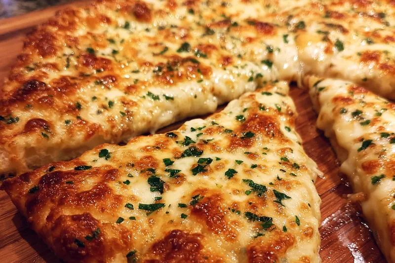 Cooking process for Garlic Herb Cheese Pizza