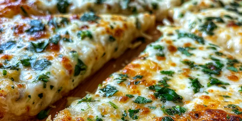 Delicious Garlic Herb Cheese Pizza served on a plate