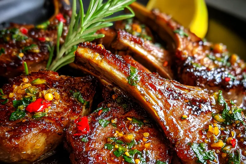 Fresh ingredients for Garlic Herb Lamb Chops