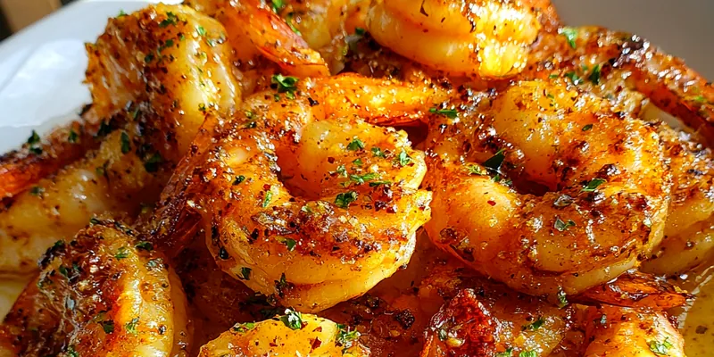 Delicious Garlic Herb Roasted Shrimp served on a plate