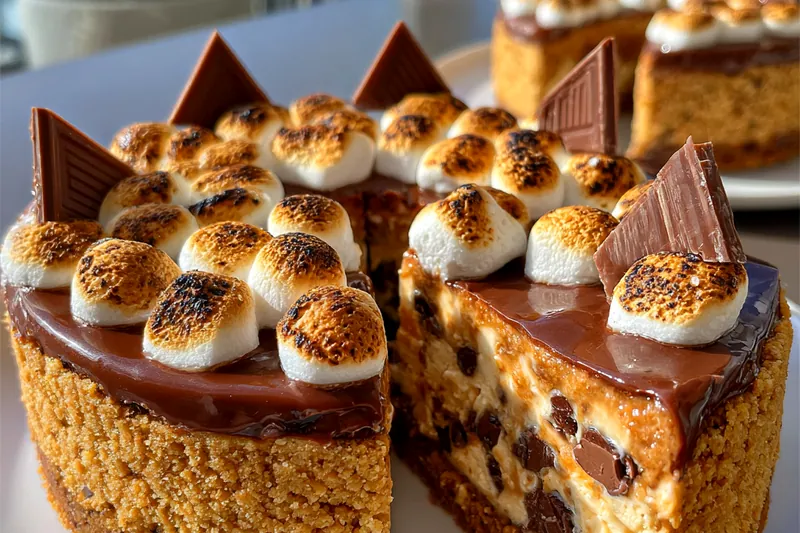 Cooking process for Giant S'mores Cookie Pie