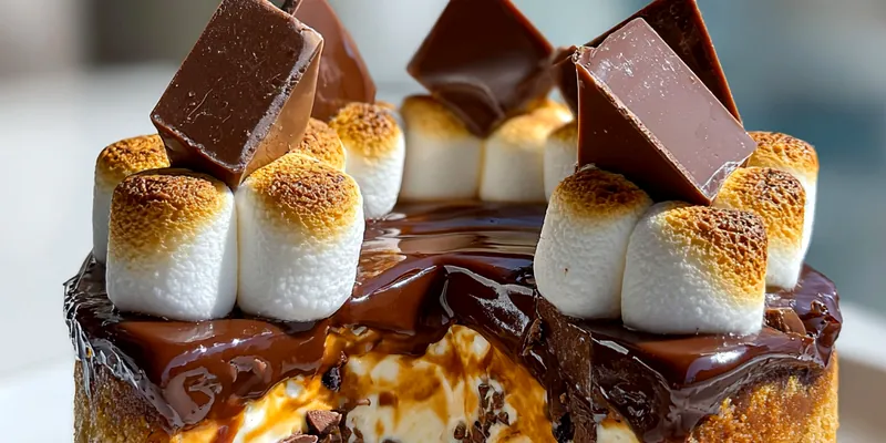 Delicious Giant S'mores Cookie Pie served on a plate