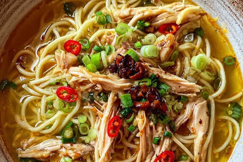 Cooking process for Ginger Garlic Noodle Soup