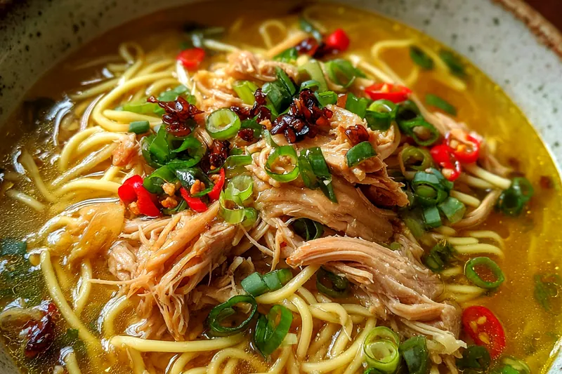 Fresh ingredients for Ginger Garlic Noodle Soup