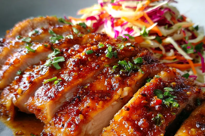 Cooking process for Glazed Chicken With Slaw