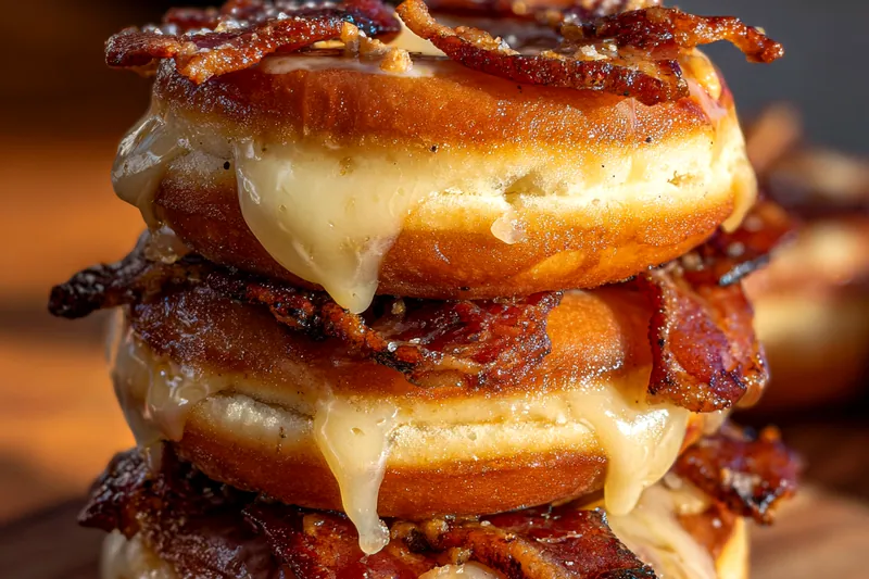 Cooking process for Glazed Donut Bacon Stack