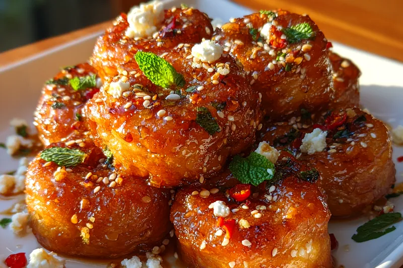 Cooking process for Glazed Feta Rolls