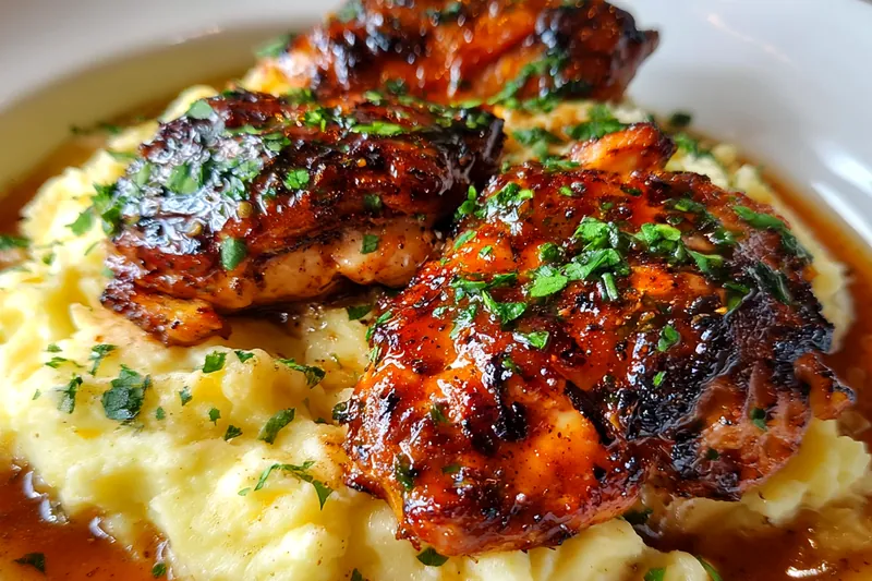 Fresh ingredients for Glazed Herb Chicken with Creamy Mash