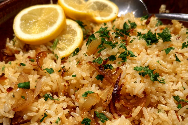 Cooking process for Golden Onion Butter Rice