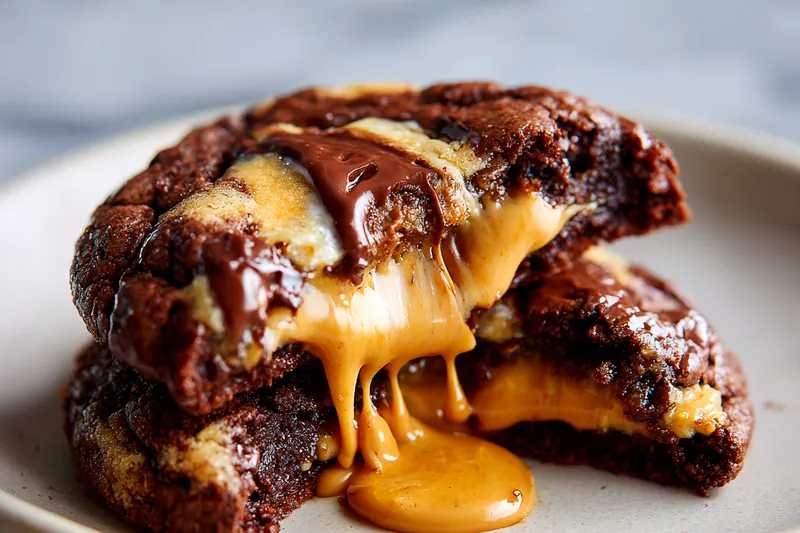 Cookies baking in the oven, showing the slight spread and crackled top surface