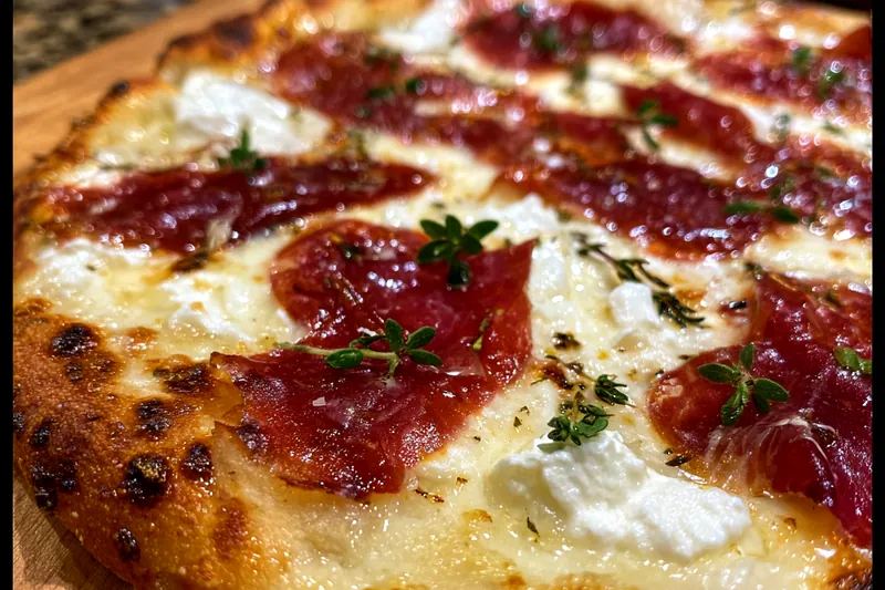 Cooking process for Gourmet Honey Cheese Pizza