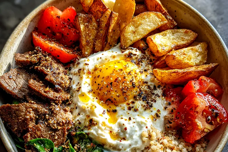 Fresh ingredients for Grilled Burger Bowl with Aioli