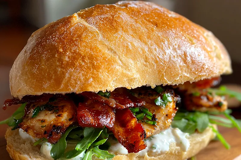 Cooking process for Grilled Chicken Bacon Sandwich