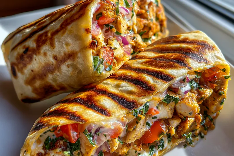 Cooking process for Grilled Chicken Burrito