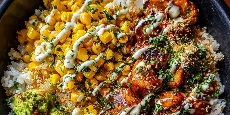 Delicious Grilled Chicken Corn Bowl served on a plate