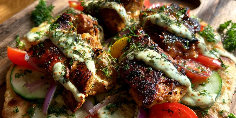 Delicious Grilled Chicken Flatbread served on a plate