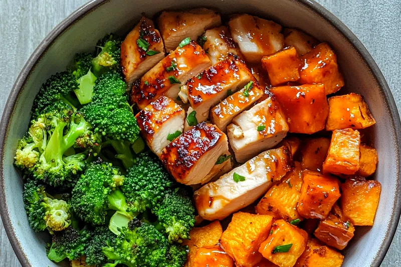 Cooking process for Grilled Chicken Sweet Potato Bowl